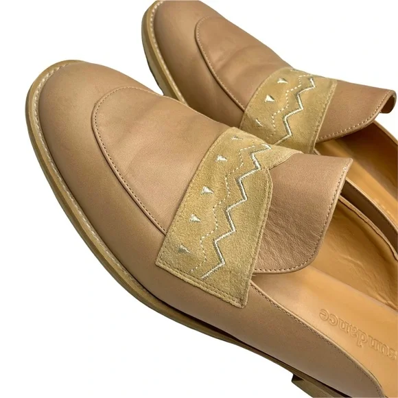 Sundance Slide On Mules Tan Leather Embroidered size 9 - Picture 2 of 6